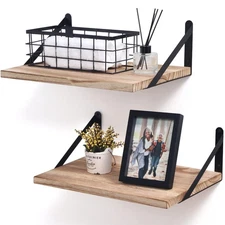 Floating Shelves for Wall - 16 Inch Wide x 12 Inch Deep Wood Wall Shelves Set...