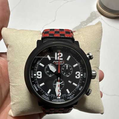 formex 4speed suspension chronograph, black dial, black/red leather, 100m