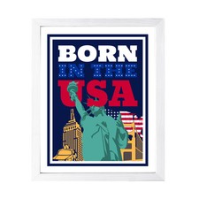 Born in the USA, Wall Print Art  USA Patriotic Decoration Unframed or Framed 