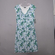 Lauren Ralph Lauren Dress 12 Floral Green Blue Ruche Timeless Career Church NWT