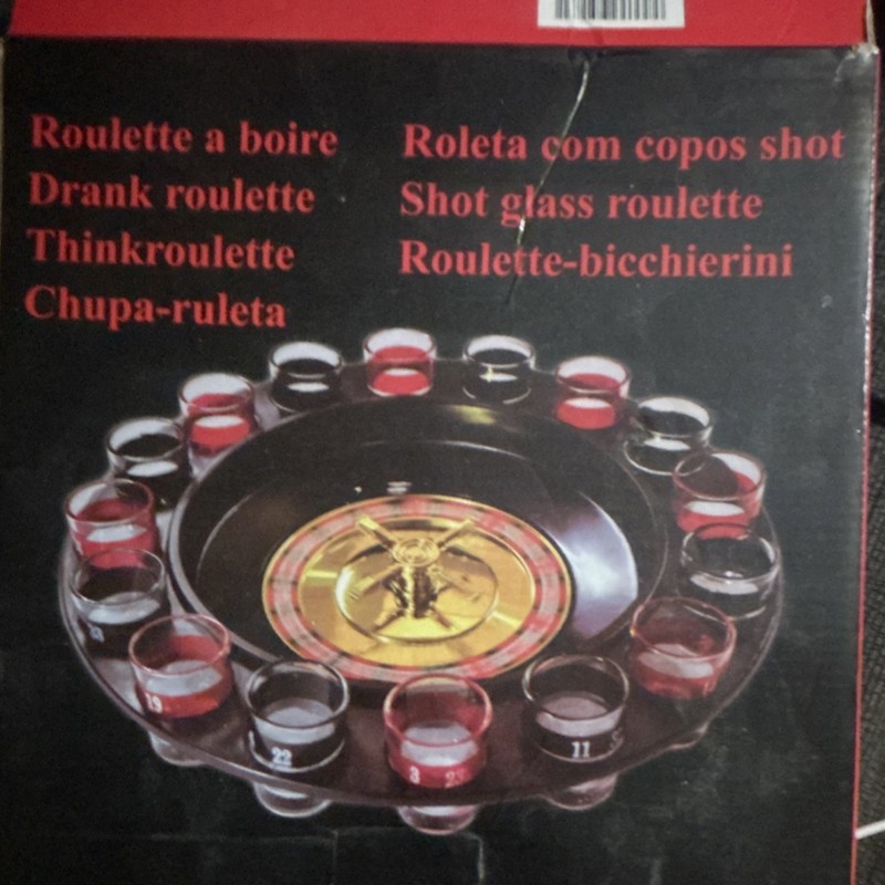 Shot Glass Roulette Drinking Game Set w/ 16 Numbered Shot Glasses