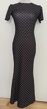 Nasty Gal Navy Blue Polka Dot Mermaid Stretch Maxi Dress Size 4 NWT Twee Retro