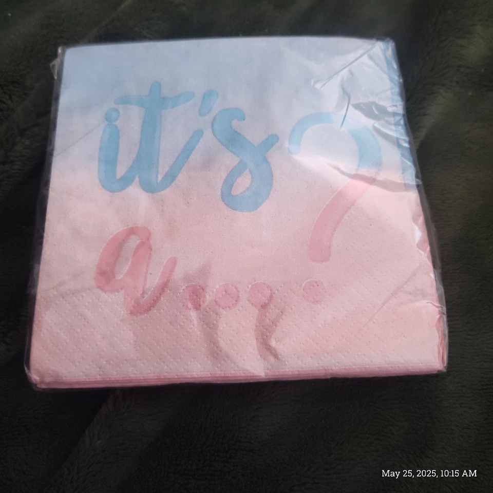 GENDER REVEAL Little Man/Little Miss Plates, Napkins & (2) balloons~ New - Image 2 of 3