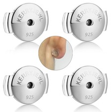 14K White Gold Locking Earring Backs Replacements for Diamond Studs, 2 Pairs
