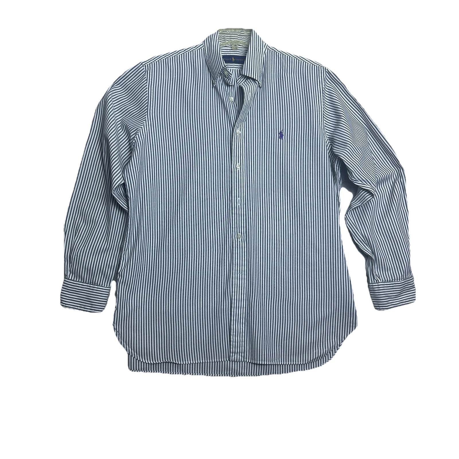 Ralph Lauren Mens 16.5 34/35 Dress Shirt Gray Stripe Classic Fit 100% Cotton L/S