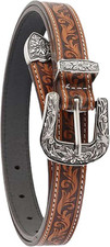 Skinny Western Belts for Girls Boys Cowgirl Cowboy Thin Belt for Jeans Dresses C