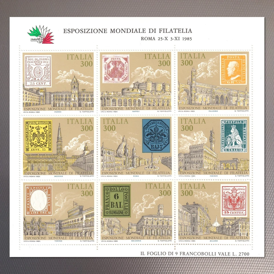 Italien 1985 - Briefmarkenausstellung ITALIA´85 Kleinbogen postfrisch Mi 1945-53 - Bild 1 von 1