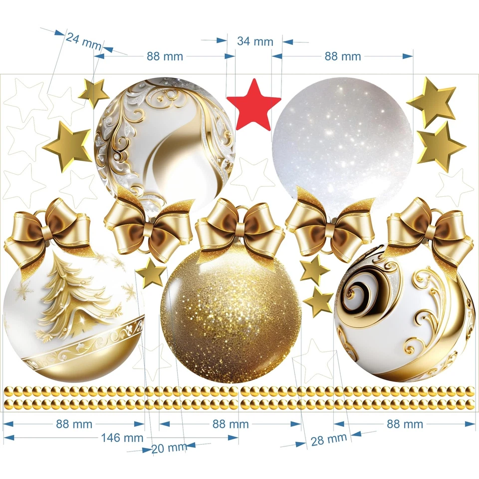 Christmas Bauble Stars Window Decals Stickers for Glass, Large Xmas Designs H... - Image 2 of 4