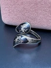 Sterling Silver Vintage Siam Dancer Goddess Niello Bypass Ring Adjustable Sz 7.5