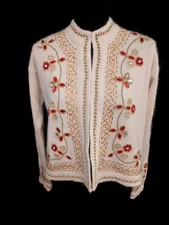 Stunning Silk and Angora, Beaded Ladies Cardigan By Pierre Cardin Size M