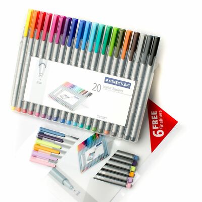 Staedtler 334 Triplus Fineliner Stifte - 0,3 mm - sortiert/Pastell (20+6) - 26er-Pack