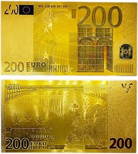 24K Gold-Plated 200 Euro Collectible Banknote – Premium PVC Souvenir Note Gift