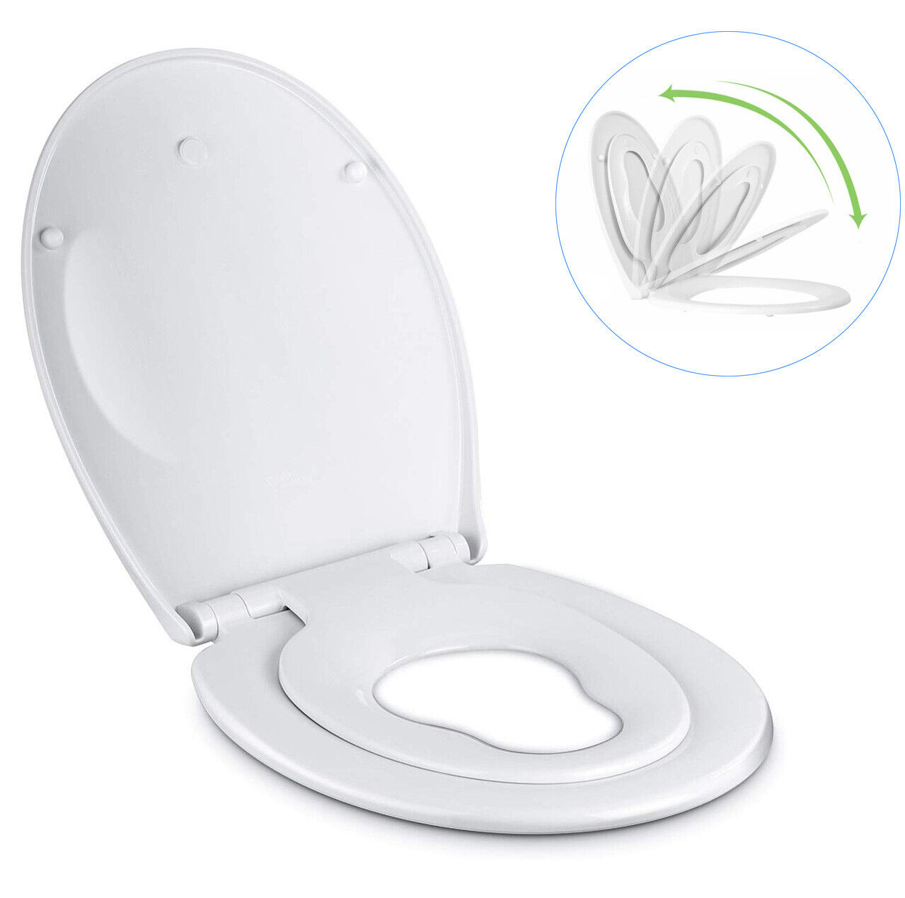 Toilettendeckel Toilettensitz Klobrille mit Kindersitz Softclose Baby Familie-WC