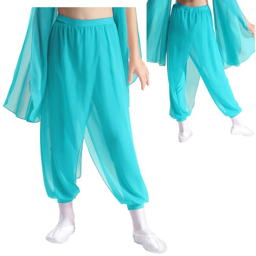Kids Girls Pants Halloween Dancewear Wide Leg Toursers Stage Costume Show Jazz - Picture 41 of 53