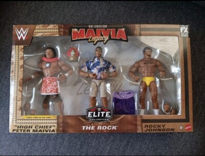 WWE Mattel Elite Rock, Rocky Johnson, Peter Maivia WWE Generations Legacy 3-Pack