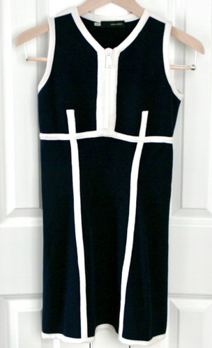 DSQUARED2 navy blue white trim zipper front knit z