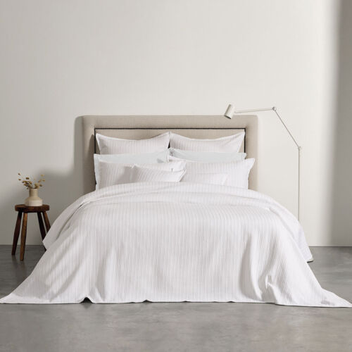 Evora White Cotton Jacquard Coverlet Set or Accessories by Bianca