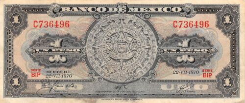 Mexico 1 Peso 22.7.1970 Series BIP Prefix C Circulated Banknote N #41