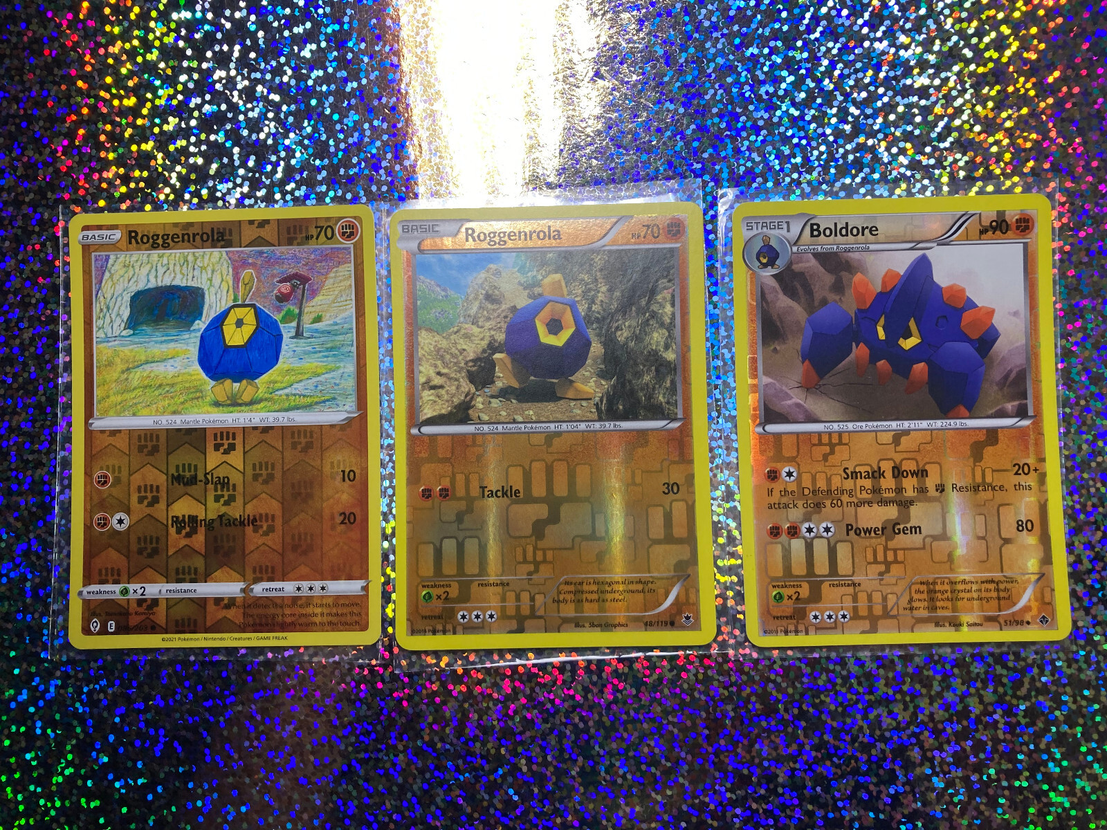 Pokemon TCG Reverse Holo: Emerging Powers 51/98 Boldore; 48/119 Roggenrola