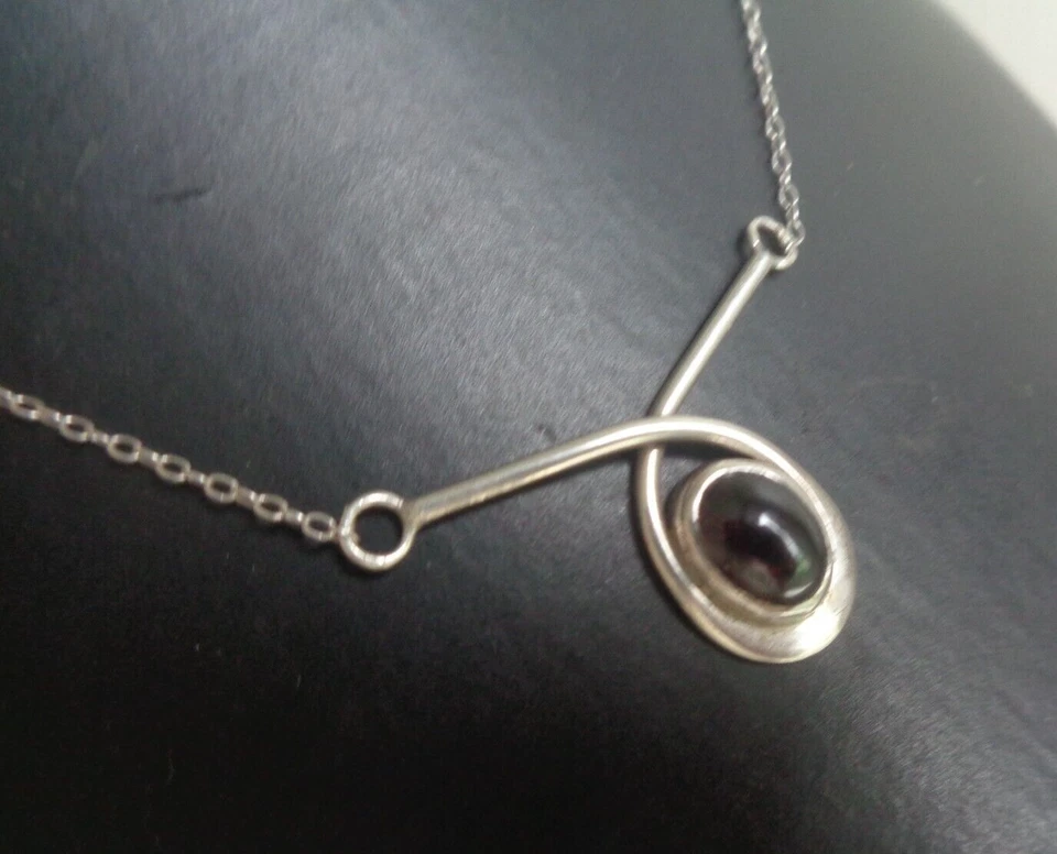 Attraente Argento Sterling & Rosso Ambra Moderni Ciondolo 925 - Immagine 4 di 4