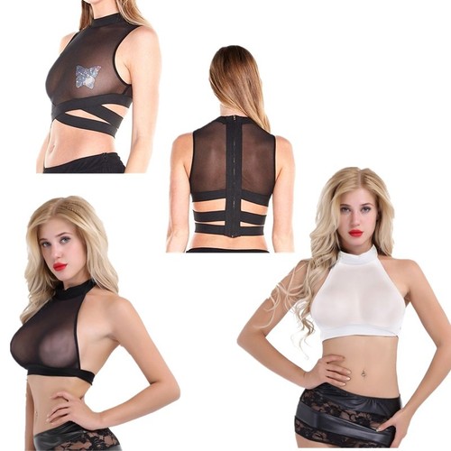 Women See Through Bralet Bra Sheer Mesh 
