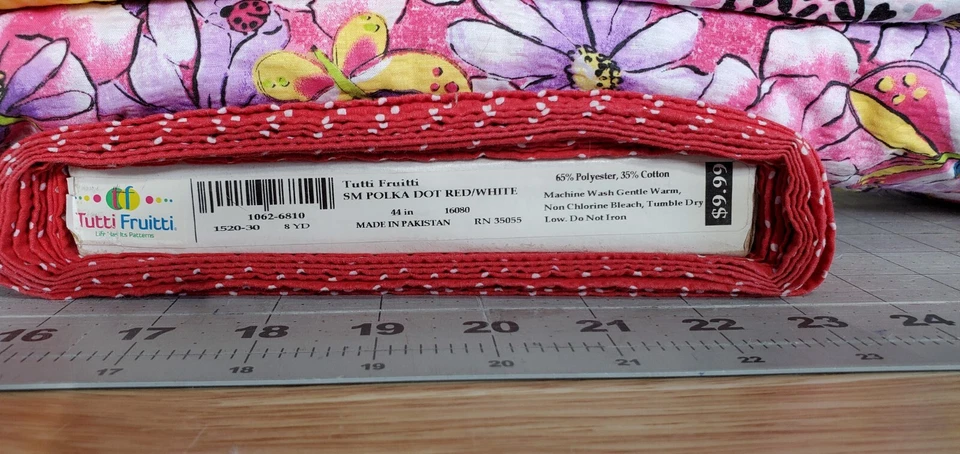 Tutti Frutti Plisse Fabric Blue and Red - Imagem 2 de 2