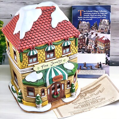 VTG Lefton Colonial Village Baldwins Jewelry Store Lighted Porcelain 00722 READ