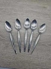 5 WM Rogers Lines Grapefruit Spoon Orange Citrus Fruit Silverplate Serrated Tip