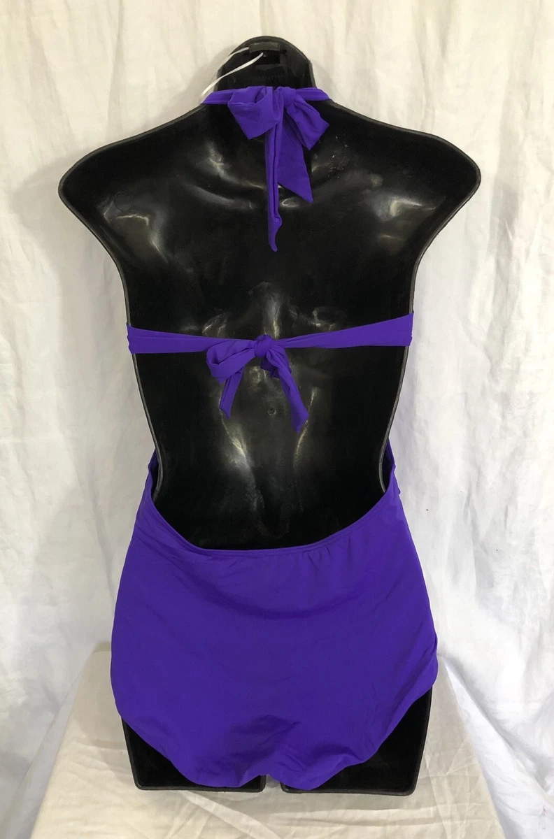 LaVie En Rose Aqua Bathing Suit One Piece XL Purple Halter Tie | eBay