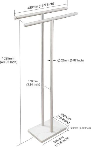 Standing Towel Rack Bath Sheet Holder Bathroom Floor 2 Tier Towel Holder Stand - Picture 2 of 5