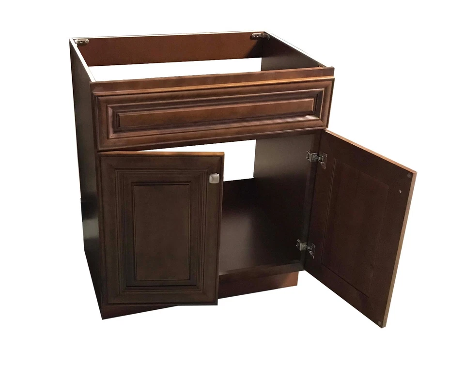 Mueble base tocador de baño de nogal arce individual madera maciza 24" 30" 36" Foto 3 de 4