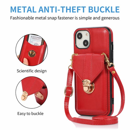 Para iPhone 16 15 14 13 12 11 Pro Max Dama Bandolera Cuero Billetera Estuche Cubierta - Imagen 41 de 53