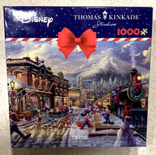Disney Thomas Kinkade 1000 pc.Puzzle-Mickey  Minnie Candy Cane Express-Complete