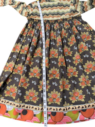 Matilda Jane Field Trip Harlow Dress Girls Size 12 Long Sleeve Chevron Floral - Picture 7 of 9