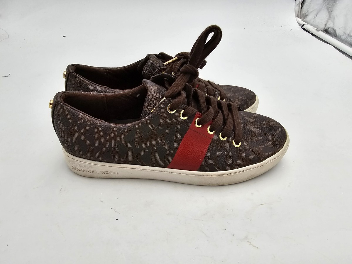 Michael Kors Women's Clasic Logo Rubber Sole Sneakers Brown 8M