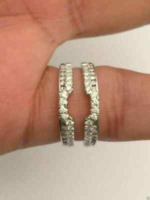 2 Ct White Round Cut Moissanite Enhancer Ring 14k White Gold Plated