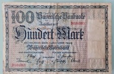 Alte Bayerische Geldschein 100 Mark Von 1922