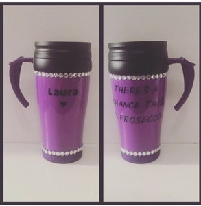 Personalised Mummy Nanny Any Name Diamante Glitter Purple Travel Mug Ebay