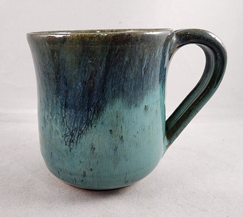 Art Pottery Blue Turquoise Mug Hand Thrown Signed by Artist - Picture 2 of 7