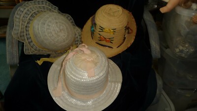 #522 vtg DOLLS HATS for LARGE DOLL or LITTLE GIRLS Mix LOT of 3 INNER 19'' AROUND