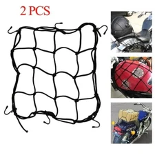 2Pcs Cargo Net Motorcycle Helmet Mesh Luggage Tie Down Bungee Cord Black US