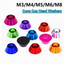 M3/M4/M5/M6/M8 Cone Cup Head Washers Aluminum Alloy Countersunk Washers Colorful
