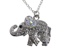 Alloy Metal Clear Crystal Animal Shape Cute Elephant Charm Necklaces