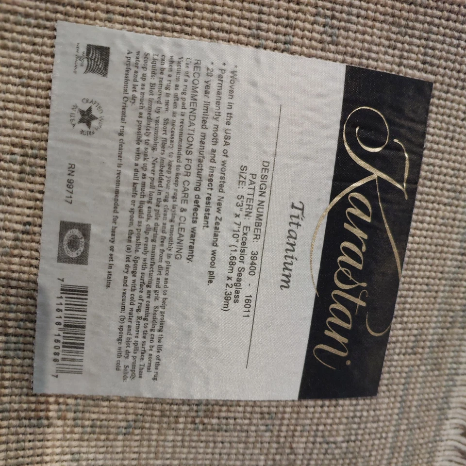 Nuevo Karastan Titanum39400-16011 Excelsior Seaglass 5.3"x7.10" (1.68mx2.39 Foto 4 de 4