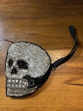 Beaded Silver Skull Coin Purse