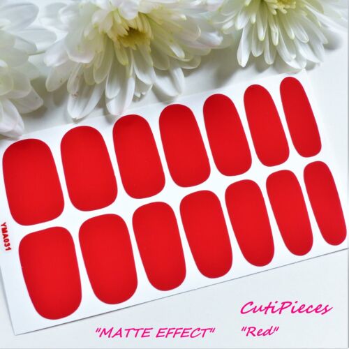 Arte en uñas Color liso Envolturas de uñas Cubierta completa Esmalte Pegatina Rosa Rojo Desnudo - Imagen 39 de 39