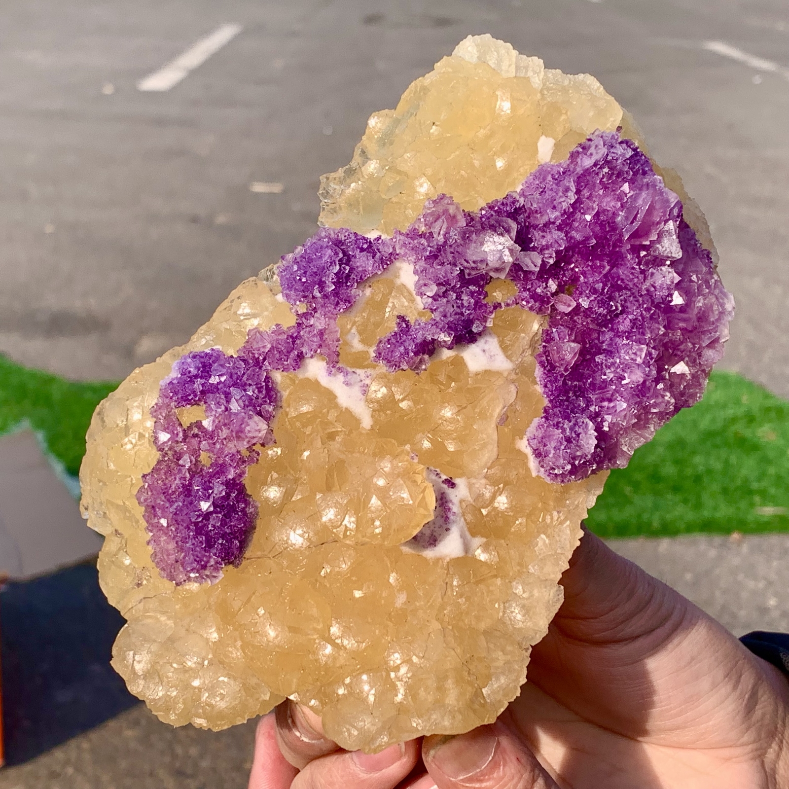1.71LB Natural Yellow-Purple Cube Fluorite Crystal Specimen from China
