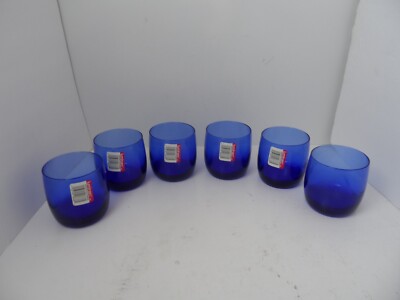 Lot of 6 LUMINARC Cobalt Blue Tumblers Century Cooler Saphir 8 oz. - NEW
