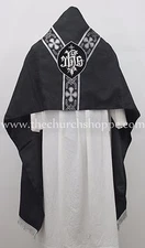 BLACK Humeral Veil with IHS embroidery,voile huméral,velo omerale, NEW