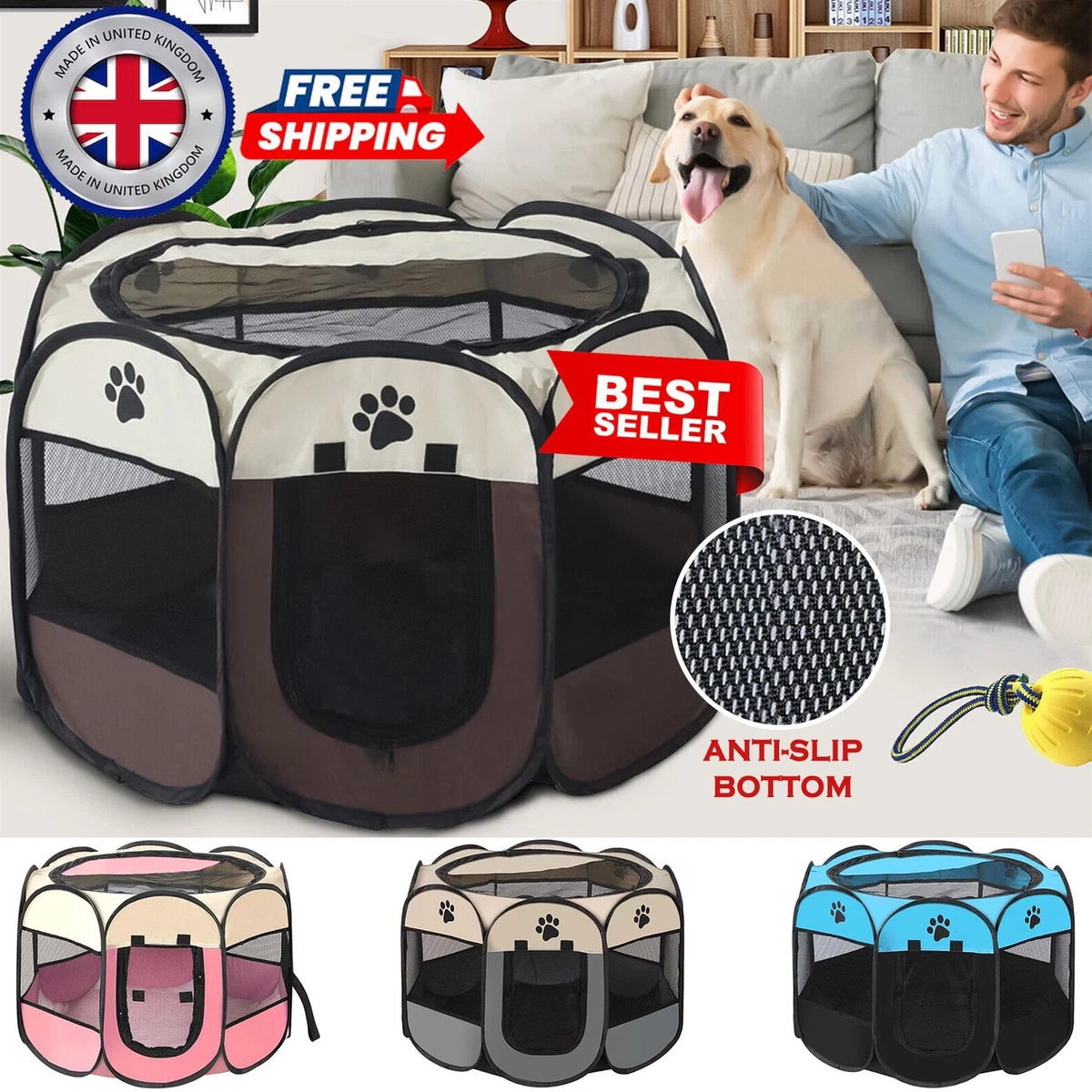 Soft Fabric Portable Dog Playpen Pet Play Pen Large Cat Puppy Cage